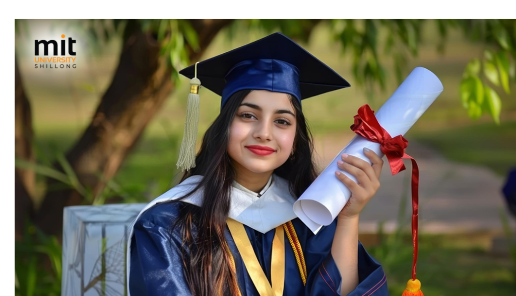 Happy BBA student holding a scholarship award certificate