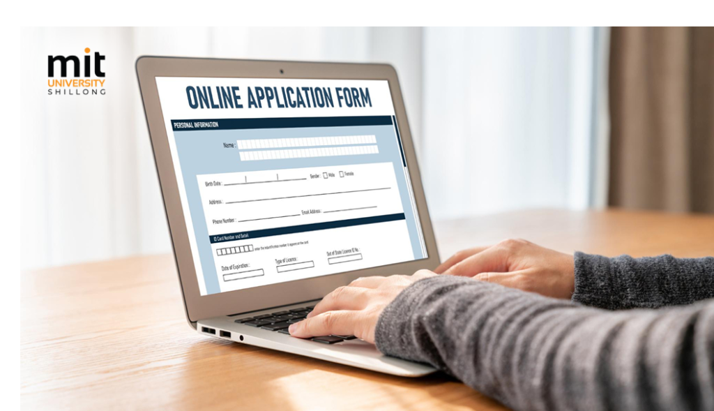 Prospective student filling out the MIT University Shillong BBA application online