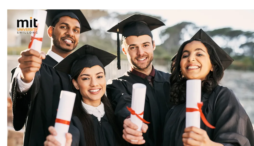 Smiling MIT Shillong alumni celebrating graduation day